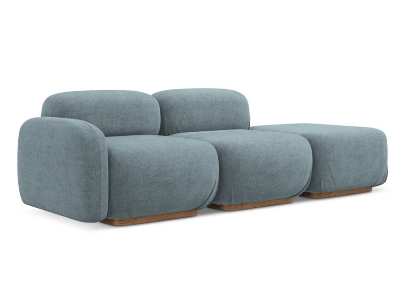 3-osobowa kanapa modułowa lewa Makamii Ailani z tkaniną boucle 258x95 cm jeans 1 szt.