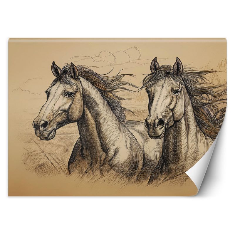Fototapeta Feeby Konie Vintage Beżowe 250x175 1 szt