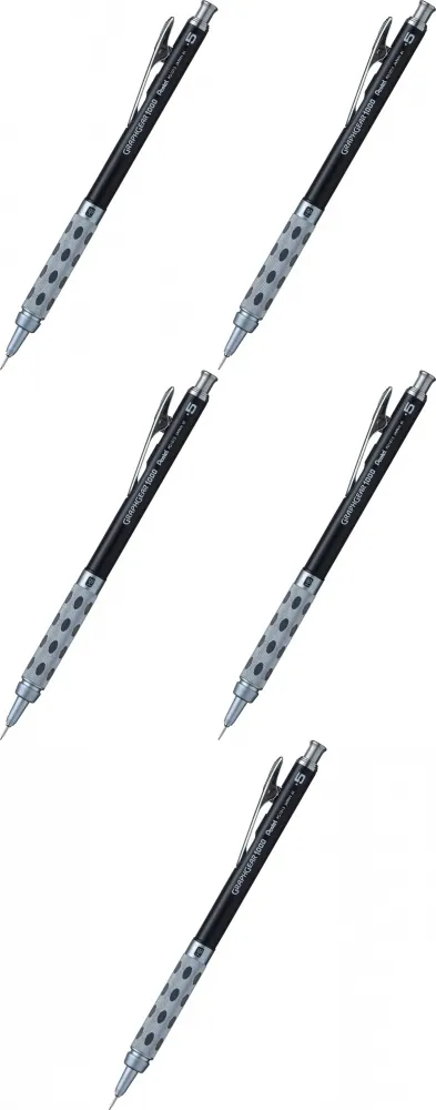 5x Ołówek automatyczny Pentel Graphgear 1000, 0.5mm, z gumką, czarny