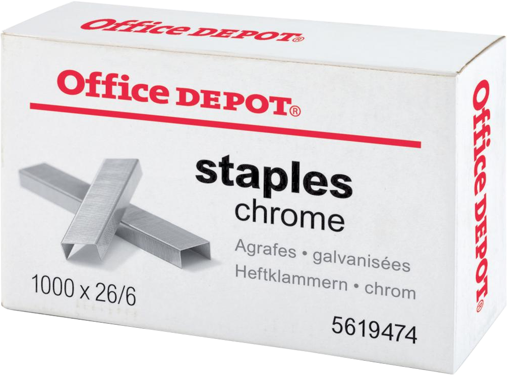 Zszywki Office Depot 26/6, 1000 sztuk, srebrny