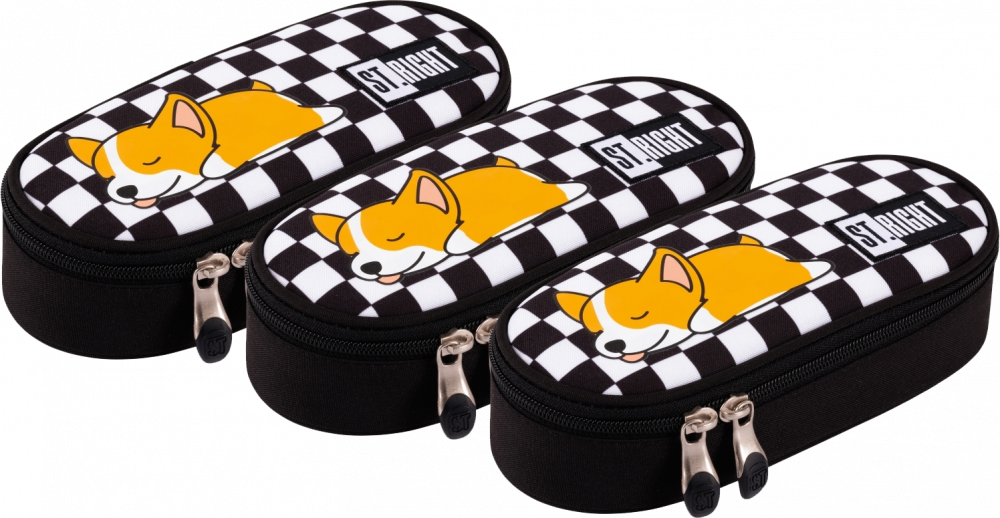 3x Piórnik saszetka St.Right PC1, bez wyposażenia, 23x9.5x6cm, Sleepy Corgi