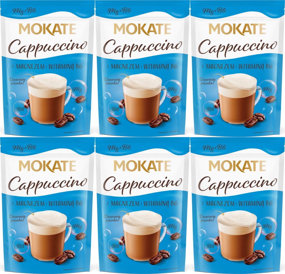 6x Kawa rozpuszczalna Mokate Cappuccino, z magnezem, 110g