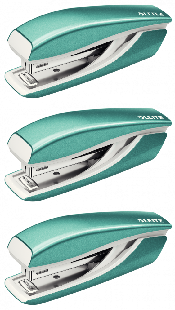 3x Zszywacz mini Leitz NeXXt Wow, do 10 kartek, metaliczny turkusowy