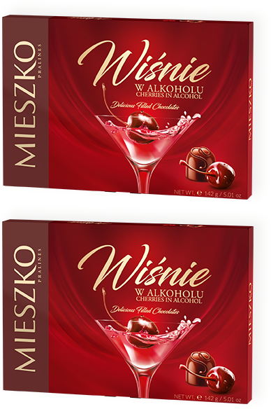 2x Bombonierka Mieszko Wiśnie w likierze, 142g
