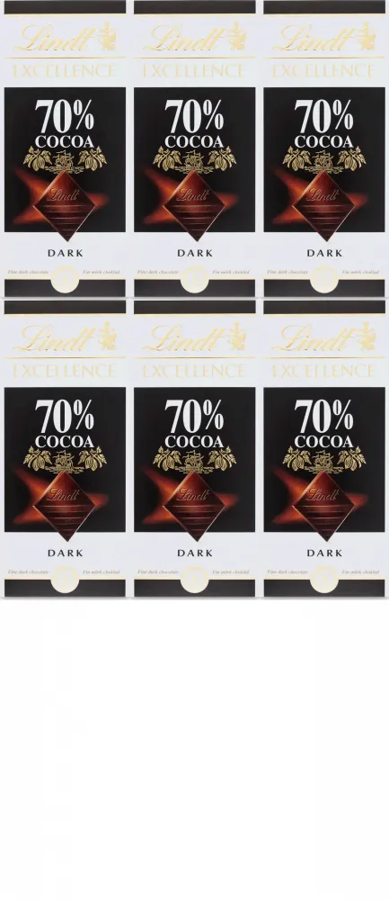 6x Czekolada gorzka Lindt Excellence, 70% cocoa, 100g