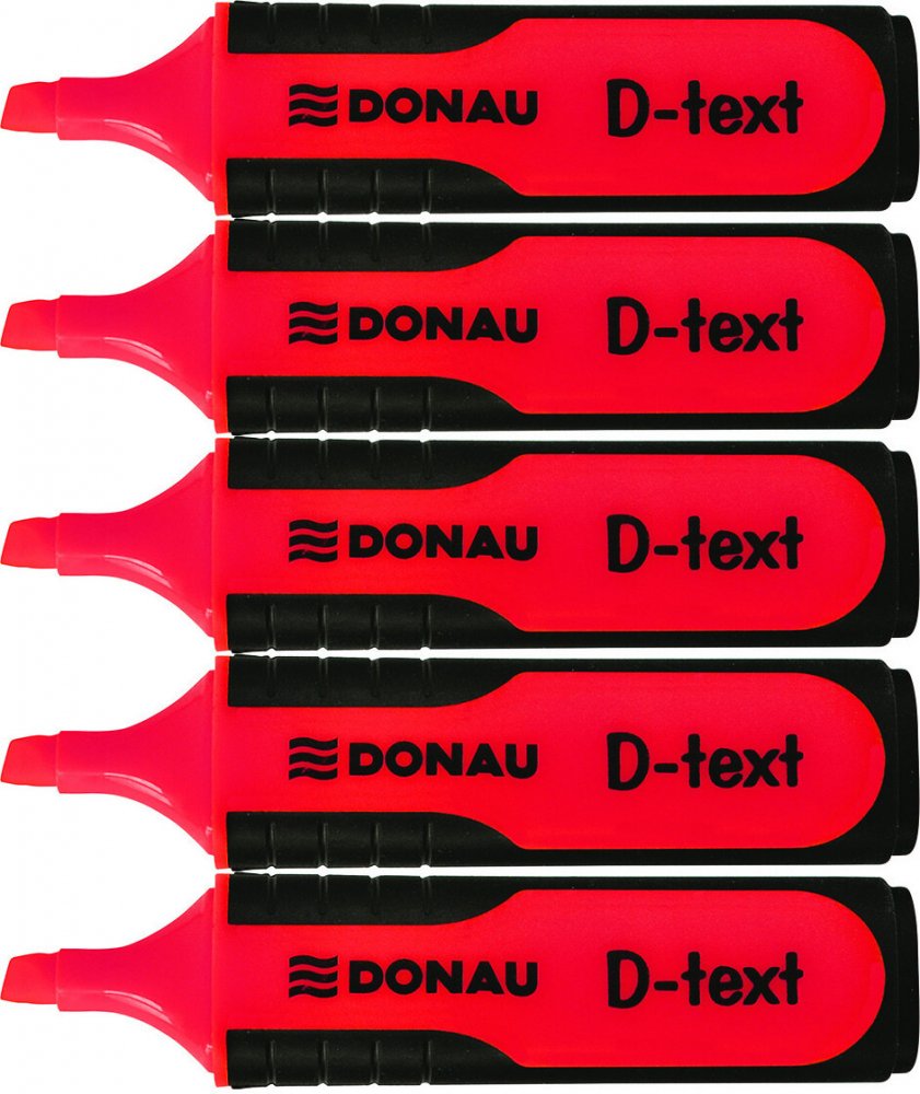 5x Zakreślacz fluorescencyjny Donau, D-Text, ścięta, czerwony