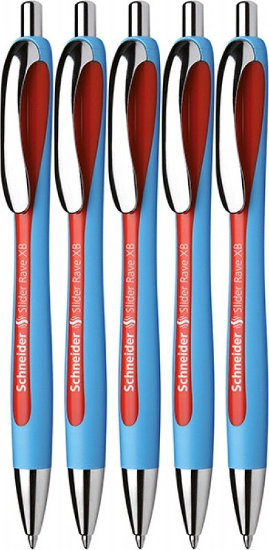 5x Długopis automatyczny Schneider Slider Rave, 1.4mm, czerwony