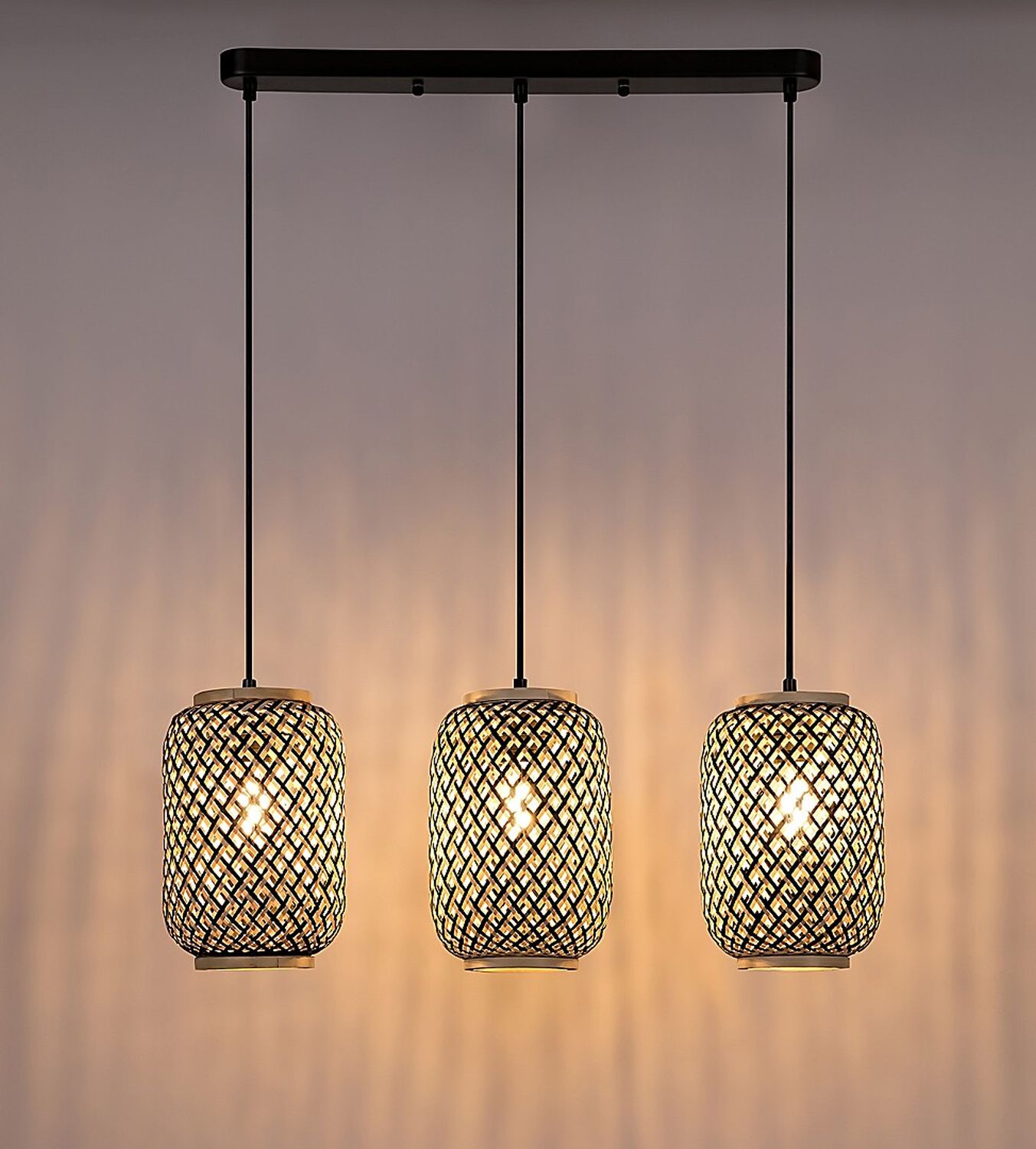 Rabalux Adalla lampa wisząca 3x40W czarny mat/rattan 72093 - Wysyłka w 24h