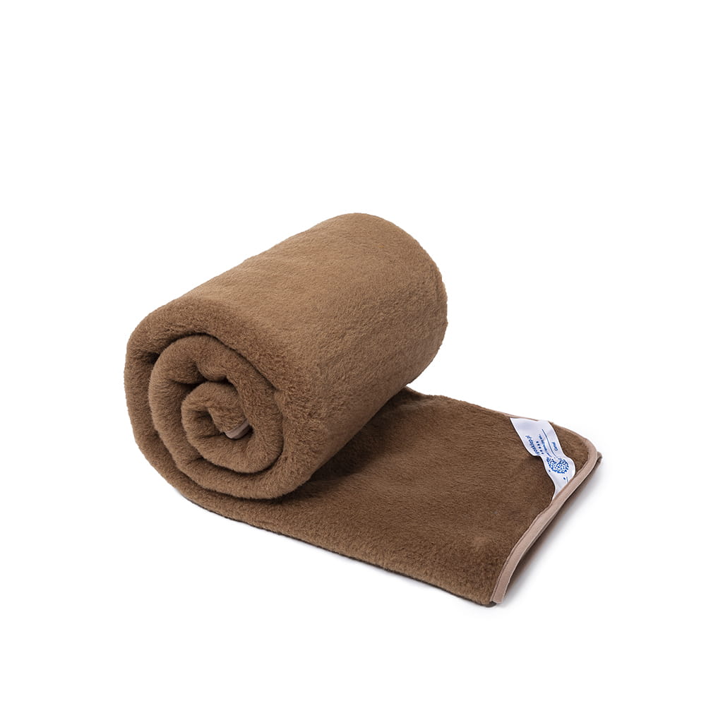 Koc wełniany camel brąz 180x200 (+-5cm)