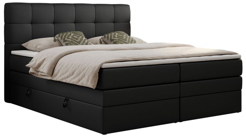 Łóżko kontynentalne MKS Meble LUKA KING 140x200 H3 Czarny ecoskóra 1szt.