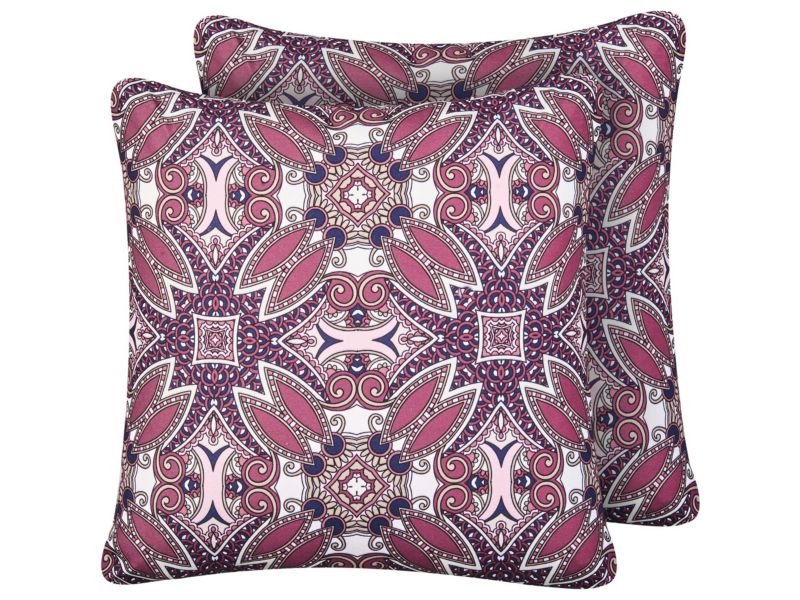 Zestaw 2 poduszek ogrodowych Mirage Wzór orientalny 45 x 45 cm Purpurowy 1 par.