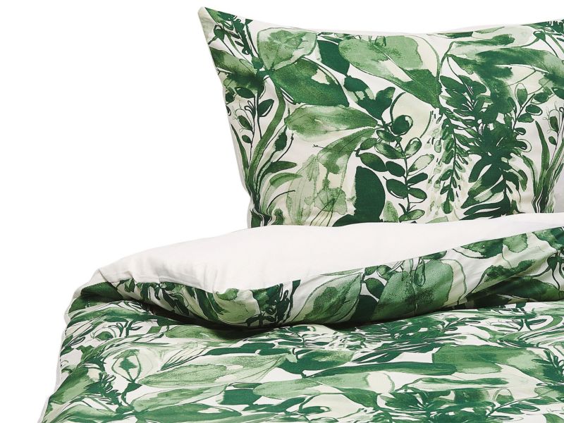 Komplet pościeli Wzór roślinny Greenwood 155x220 cm Bawełna satynowa Zielony 1 kpl