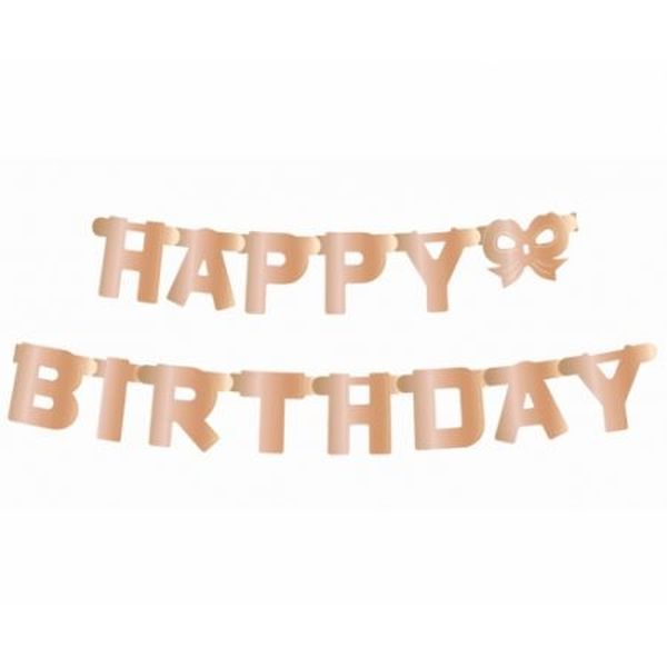 GIRLANDA HAPPY BIRTHDAY MET 11/160 RÓŻÓWO-ZŁOTA