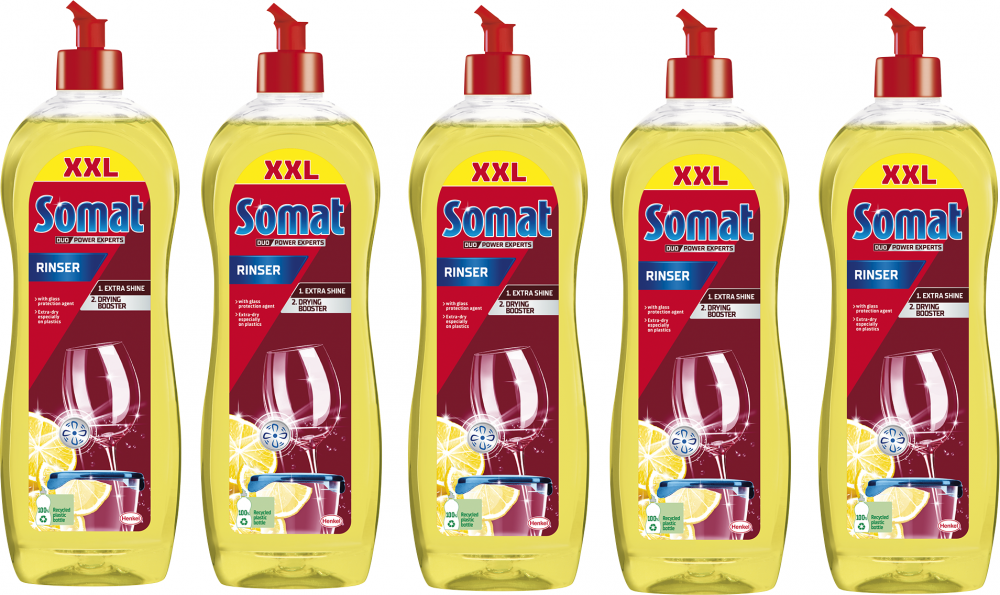 5x Płyn nabłyszczający do zmywarek Somat 3xShine Action, cytrynowy, 750ml