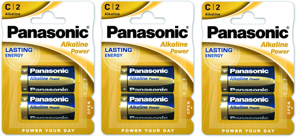 3x bateria alkaliczna Panasonic, 1.5V, C/ LR14, 2 sztuki