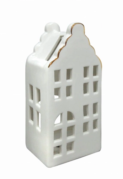 Domek T-light ceramiczny biały 16,5cm