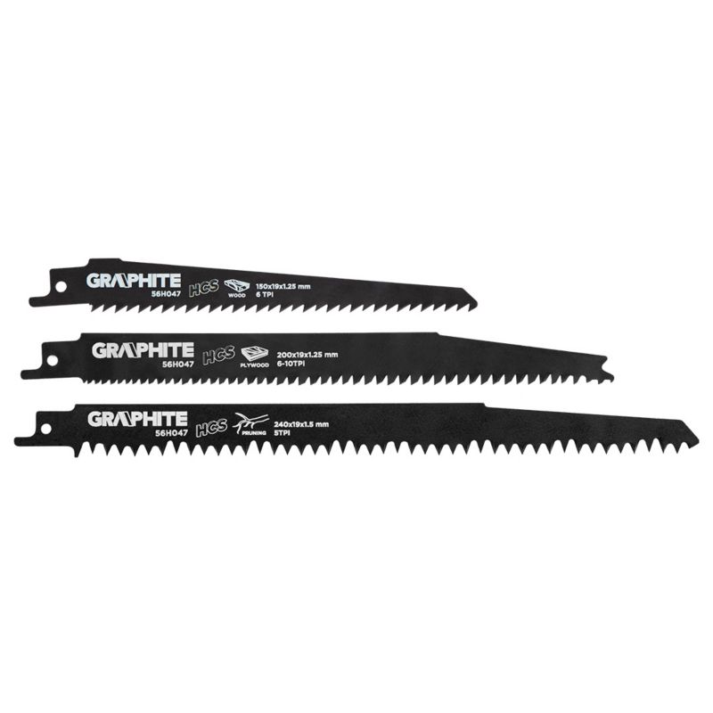 Brzeszczoty do piły szablastej GRAPHITE HCS, zestaw 3 szt 1 kpl
