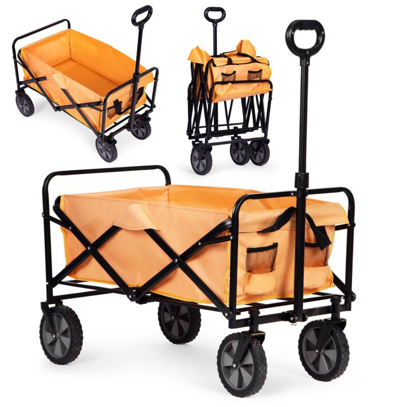 Wózek transportowy MultiGarden składany duży wózek ogrodowy plażowy pomarańczowy 47x105 cm 1 szt.