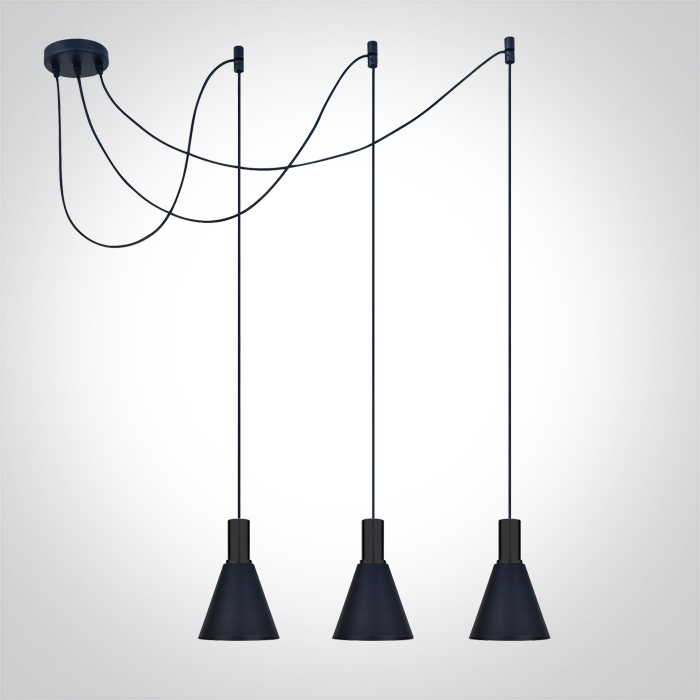 One Light Tala lampa wisząca 3x10 W czarna 63122B/B