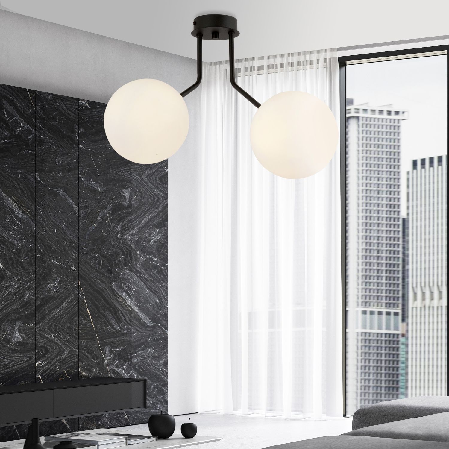 Emibig Nova lampa podsufitowa 2x10 W czarna-opal 1138/2