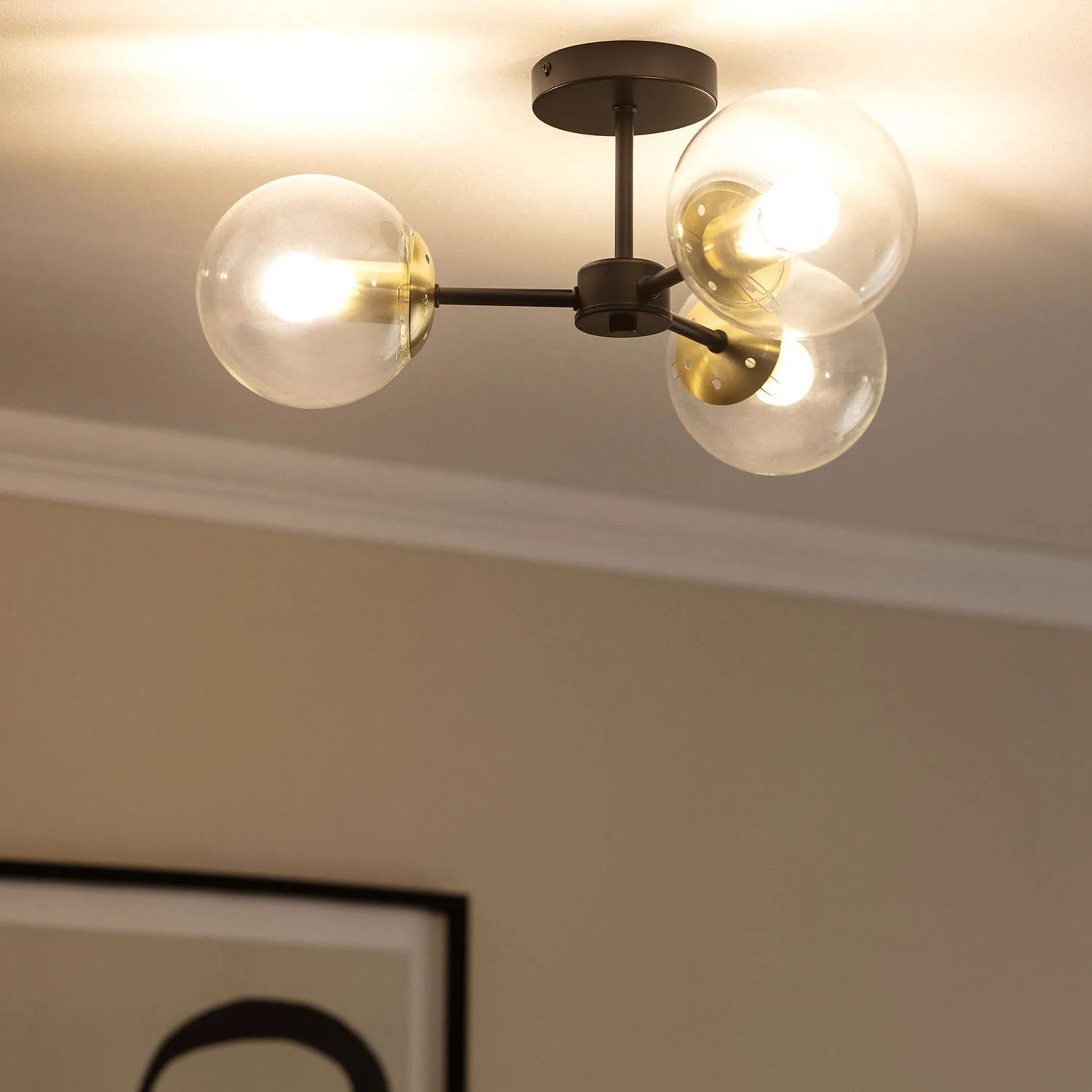 Abruzzo Tesoro Clasico lampa podsufitowa 3x40W czarny/przezroczysty ABR-KRK-C-3XE27