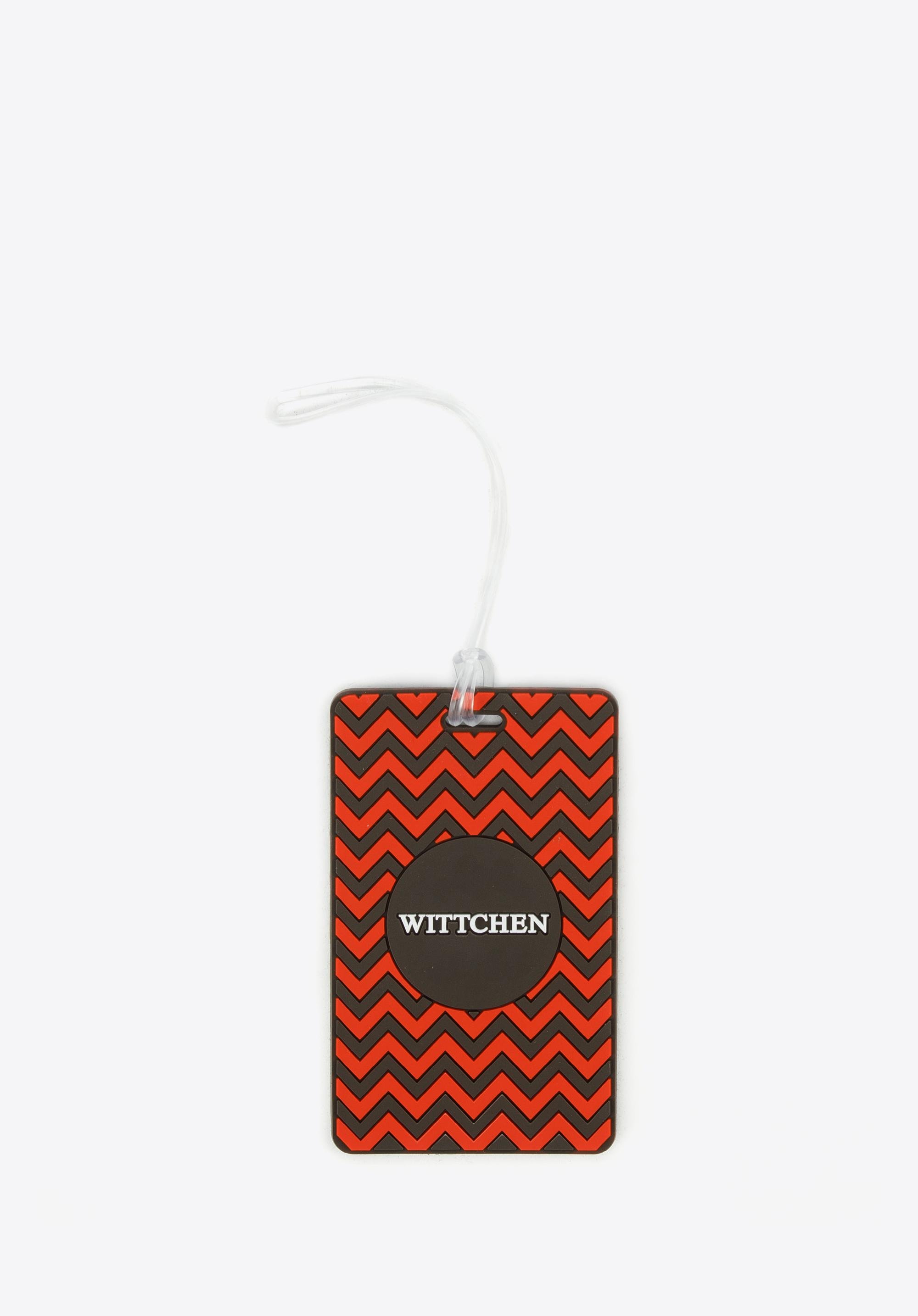 Identyfikator do bagażu w geometryczny wzór czerwono-czarny