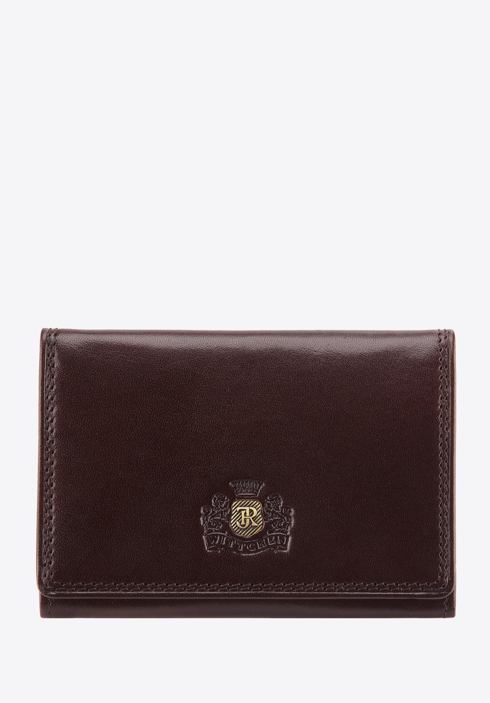 Etui na wizytówki skórzane z monogramem brązowe
