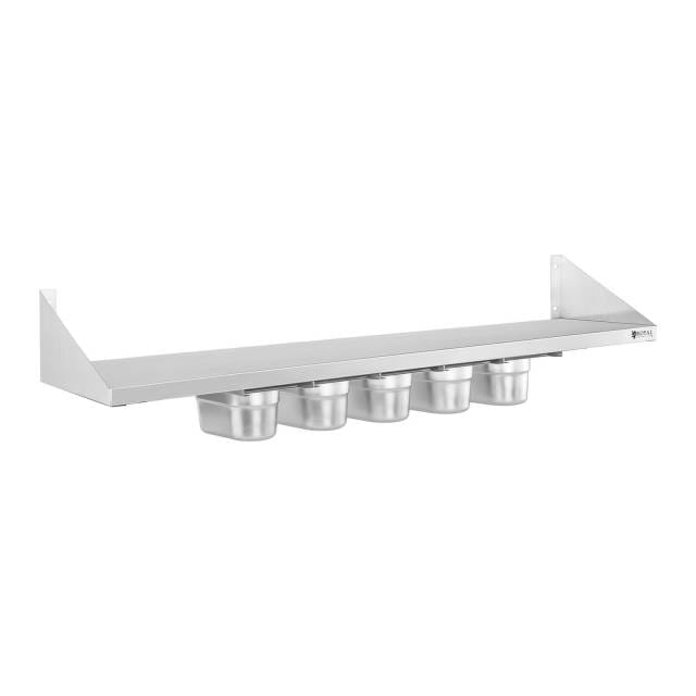 Półka ze stali nierdzewnej 90 cm na konsolach + 5 x GN 1/9