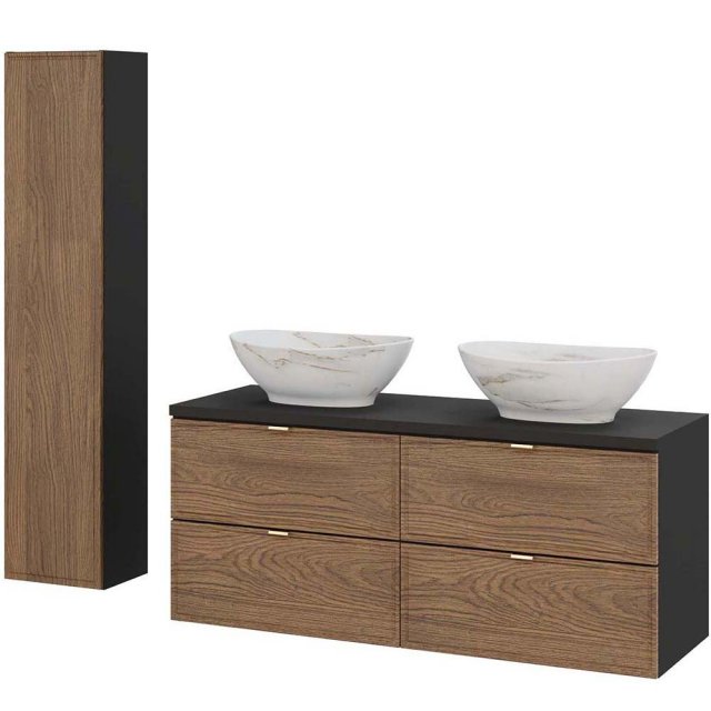COMAD Zestaw mebli TALIA CASELLA 2 szafki z blatem BLACK 120 cm, 2 um