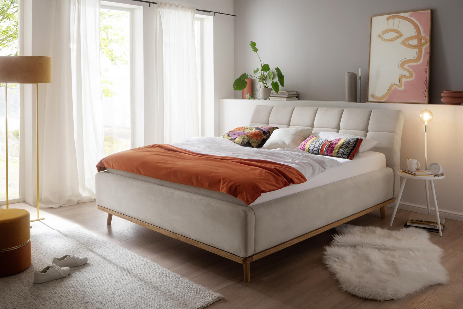 Łóżko tapicerowane z miejscem 160 Milano beige II
