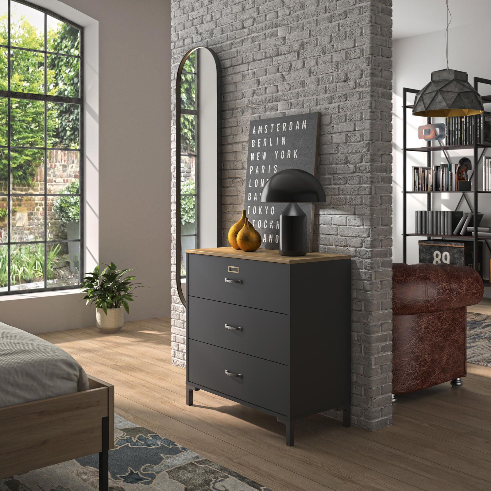 Komoda z szufladami Manchester w industrialnym designie