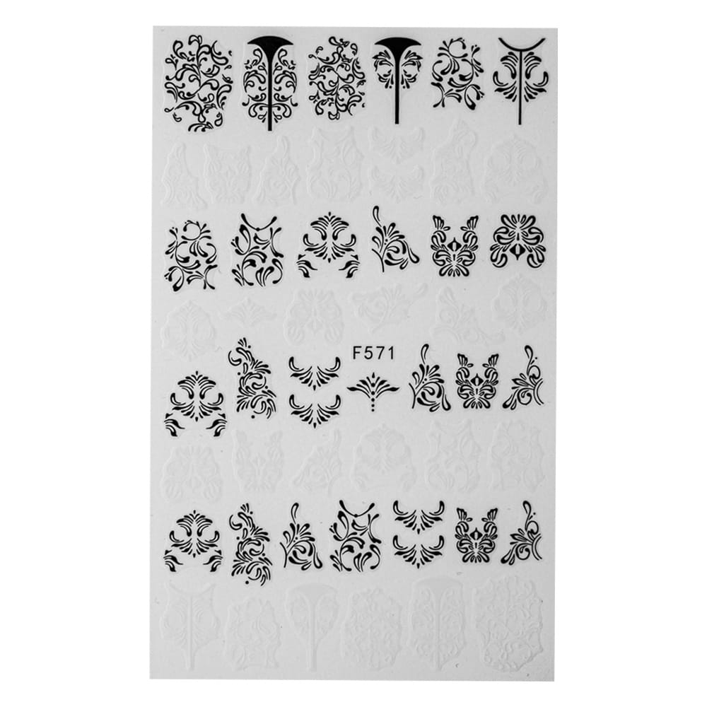 Naklejki do paznokci cienkie samoprzylepne wzory ornamenty F571