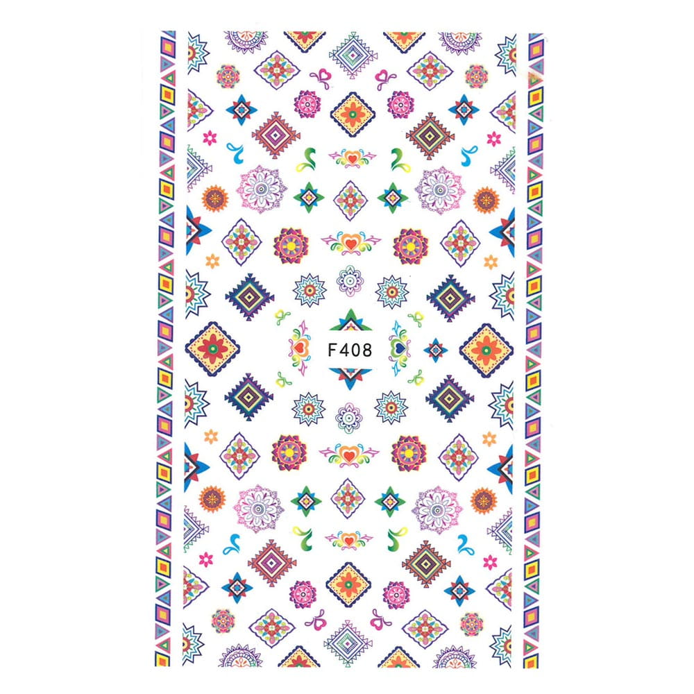 Naklejki do paznokci cienkie samoprzylepne wzory ornamenty F408