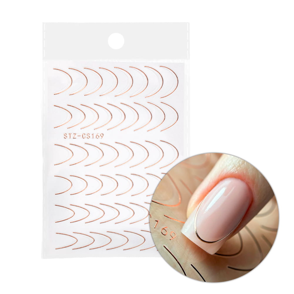 Naklejki samoprzylepne na paznokcie/ French/ Francuska linia uśmiechu 48szt rose golden STZ-CS169