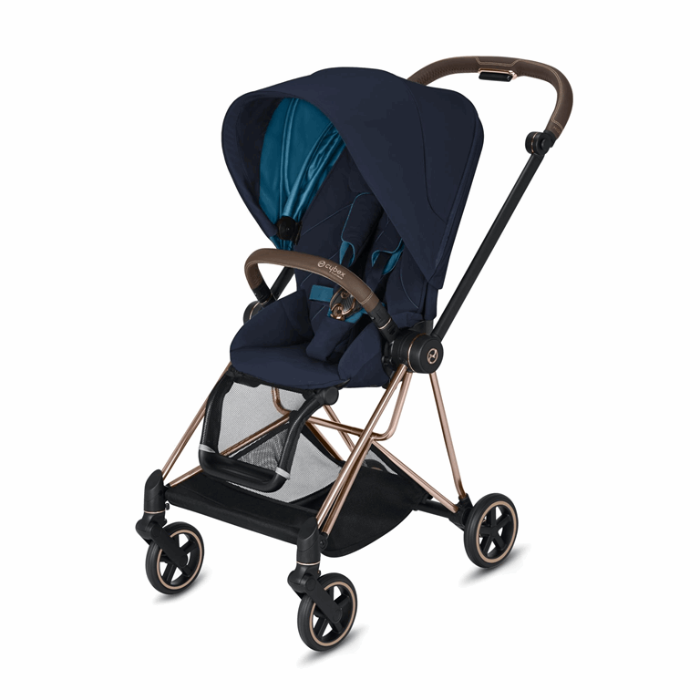Cybex, Mios 2.0 - wózek spacerowy klasy Premium-Nautical Blue-Chrome z brązową rączką