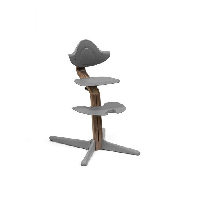 Stokke Nomi + Newborn Set - krzesełko + zestaw dla noworodka-Walnut Grey-Newborn Set Grey-Grey Pink