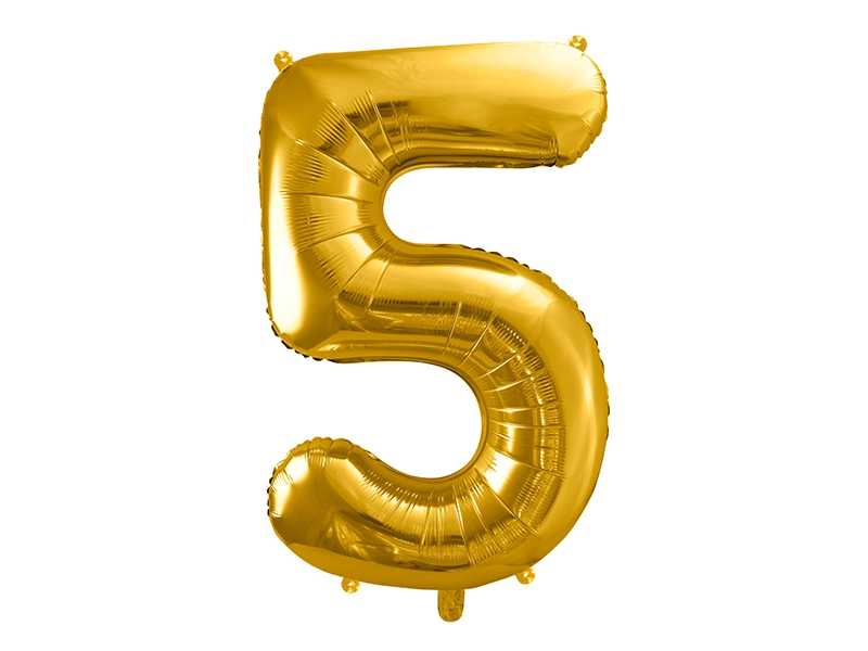 Balon foliowy Cyfra "5", 86cm, złoty