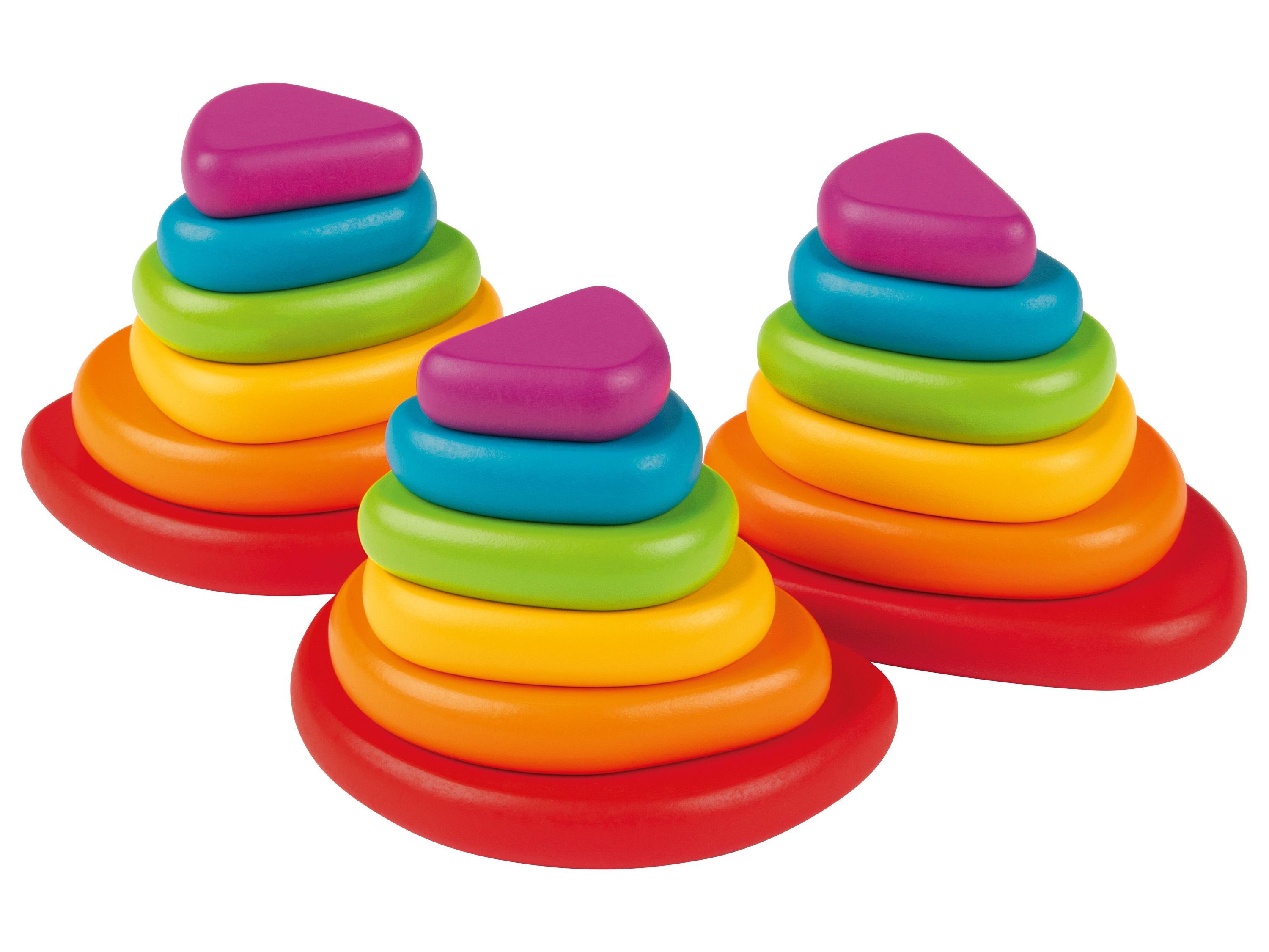 Playtive Zabawki drewniane w stylu Montessori Tęcza z klocków do układania