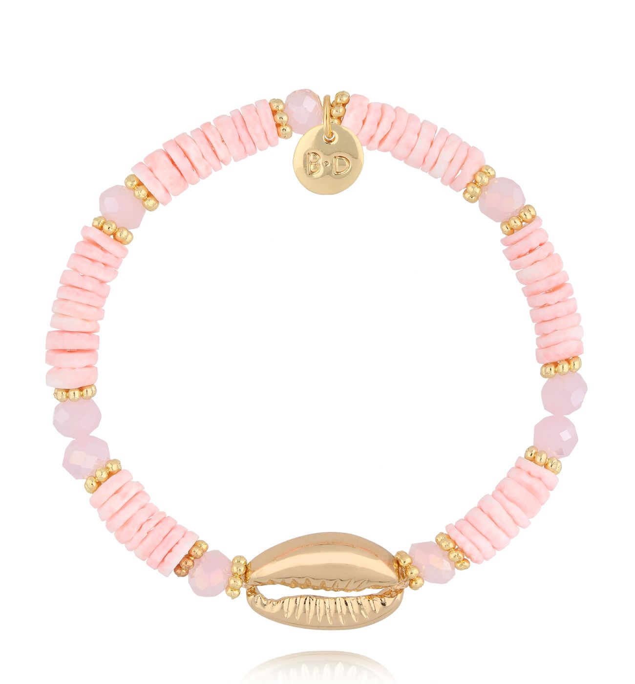 Bransoletka z różowymi muszlami Gold Shell BSH0127 - By Dziubeka
