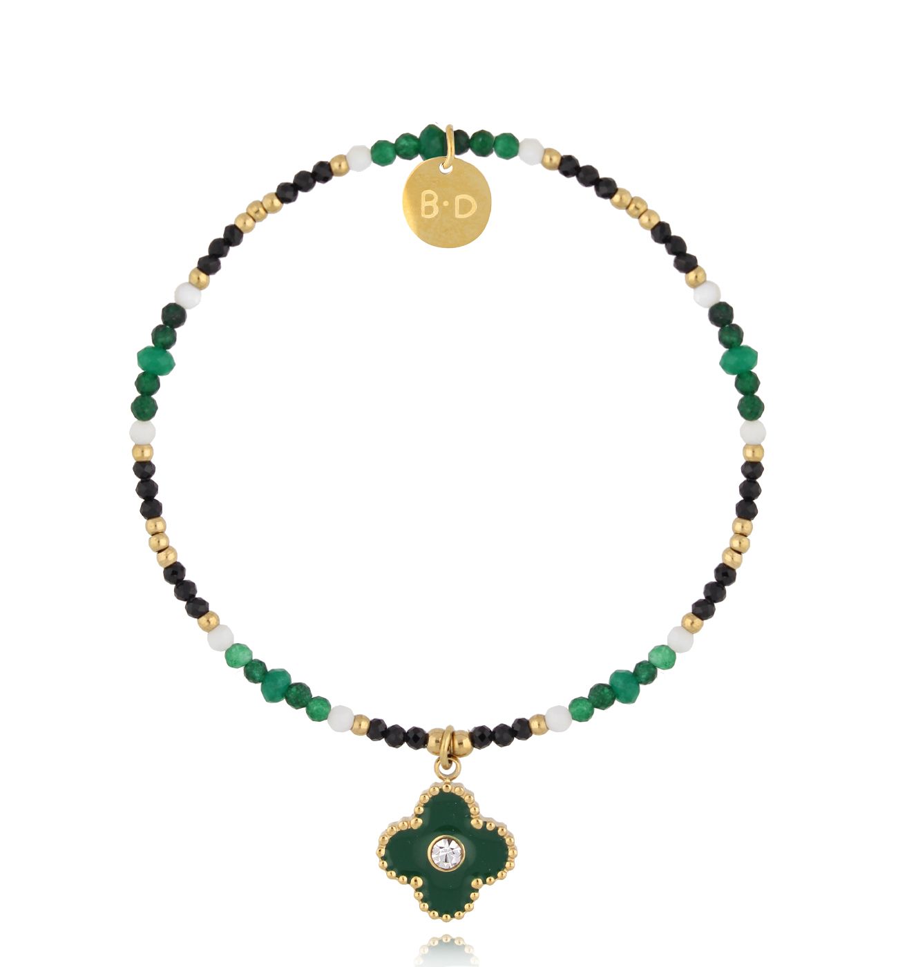 Bransoletka z zieloną koniczynką Evergreen Clover - By Dziubeka