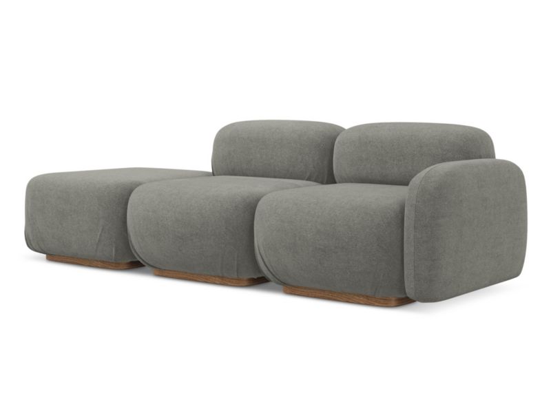 3-osobowa kanapa modułowa lewa Makamii Ailani z tkaniny bouclé 258x95 cm szary beż 1 szt.