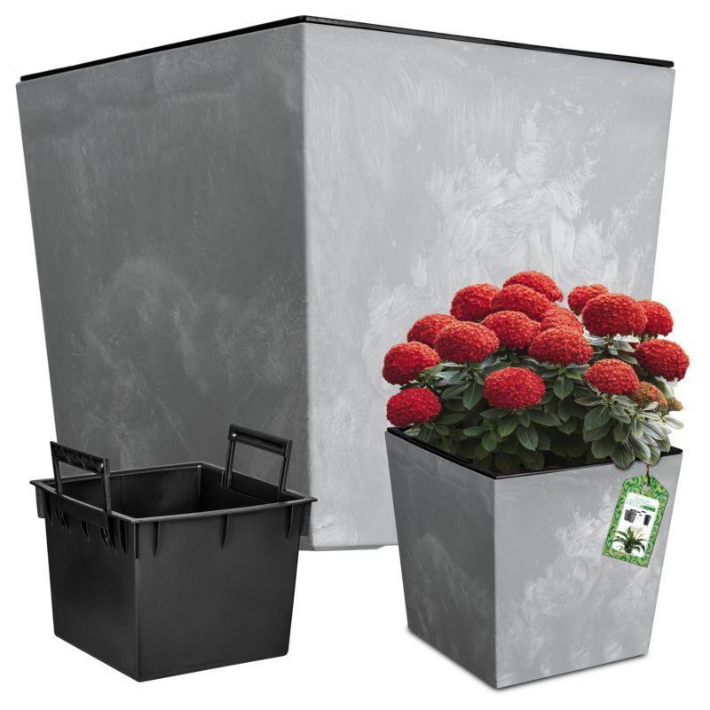 Doniczka Deco4Home niska donica szara imitacja betonu 28,5cm 1 szt.