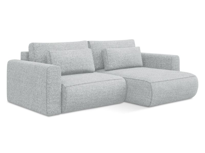 Narożnik prawostronny z funkcją spania Makamii Kapua z tkaniny strukturalnej 240x149 cm srebrny 1 szt.