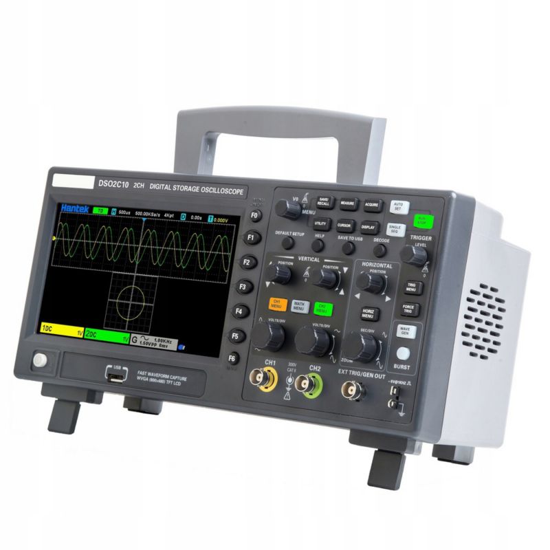 Oscyloskop cyfrowy Hantek DSO2C10 2-kanałowy 100MHz 1 kpl.