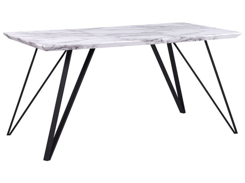 Stół do jadalni Molden 80 cm 150 cm Efekt marmuru Biały 1 szt.