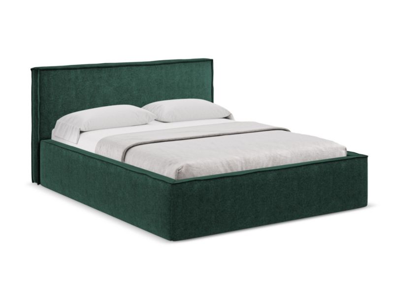 Łóżko Makamii Anani z tkaniną boucle 160x200 butelkowa zieleń 1 szt.