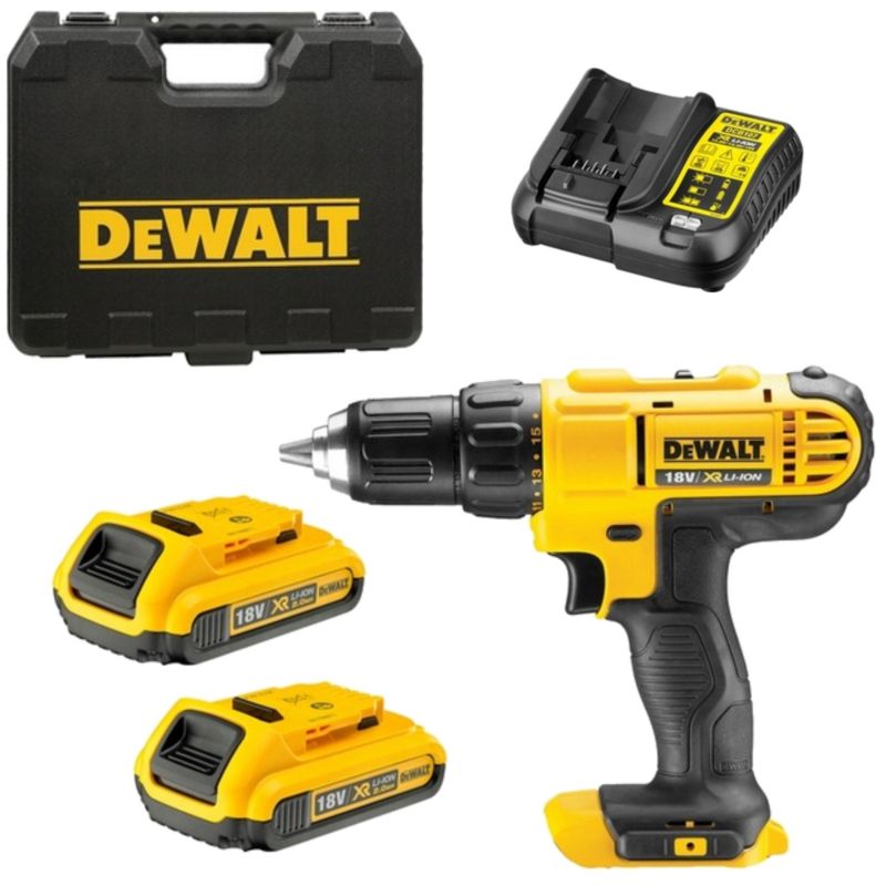 Zestaw Wkrętarka Wiertarka Akumulatorowa DeWALT 18V z 2 Akumulatorami 2,0 AH i Ładowarką 1szt.