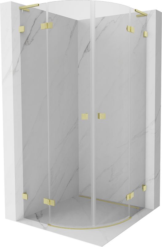 Kabina prysznicowa Mexen Lunar L półokrągła uchylna 100 x 100 cm transparent złota szczotkowana 1 szt.