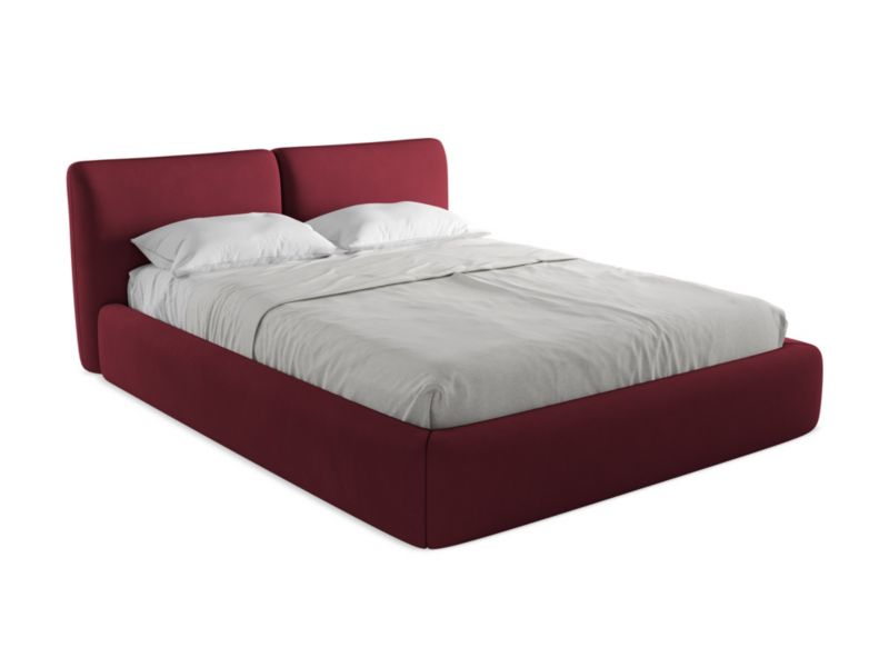 Łóżko Makamii Hoku z tkaniny szenilowej 160x200 bordo 1 szt.