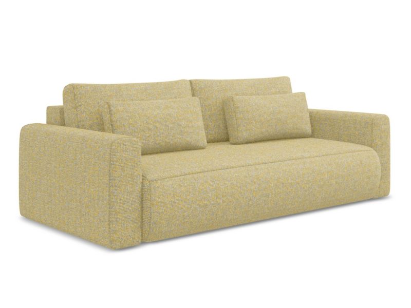 Kanapa 3-osobowa z funkcją spania Makamii Kapua z tkaniny strukturalnej 238x105 cm musztardowy 1 szt.